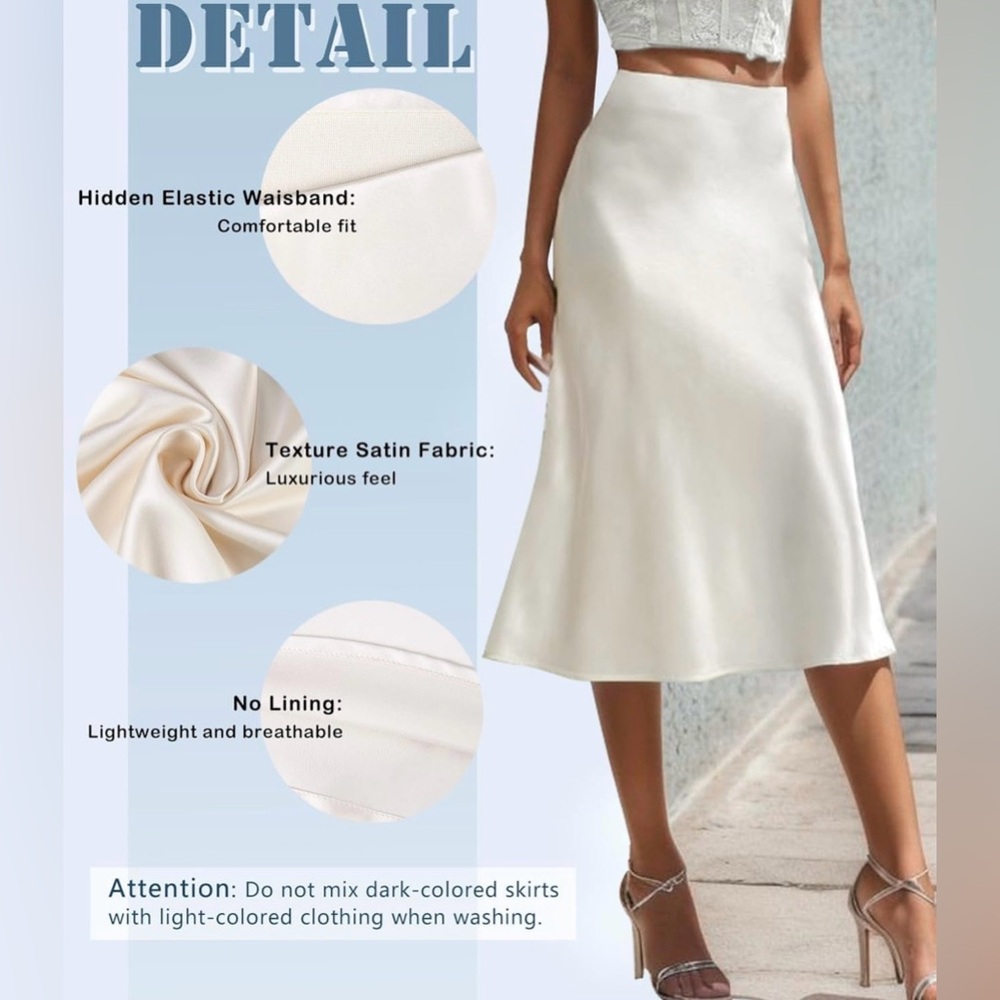 Elegant Lavender Satin Skirt - Picture 3 of 4